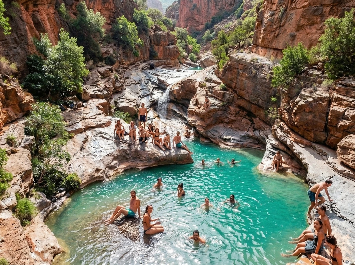 Beautiful rock formations and waterfalls at Paradise Valley Agadir